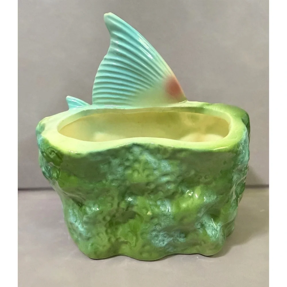 Maddux of California 448 Vintage 1959 Tropical Angelfish Ceramic Planter Green